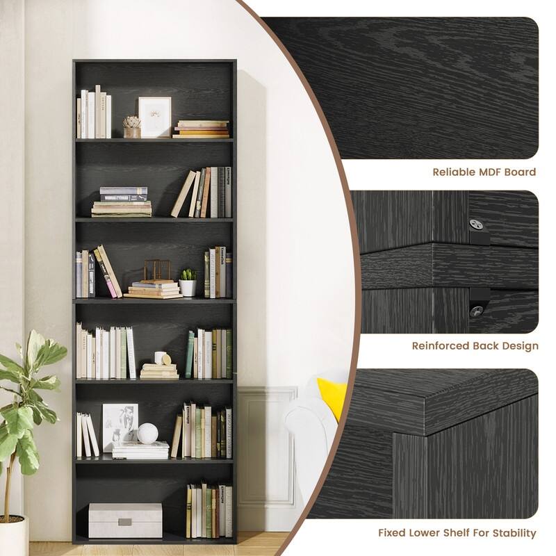 Modern Minimalist Storage Shelf - 6 Tiers, MDF Build