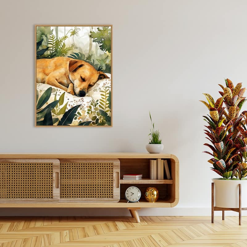 Dogs Life Pillow Time by Justyna Jaszke Framed Canvas Wall Art
