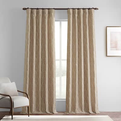 Exclusive Fabrics Jacquard Faux Silk Curtains - 1 Panel Room Darkening Curtain