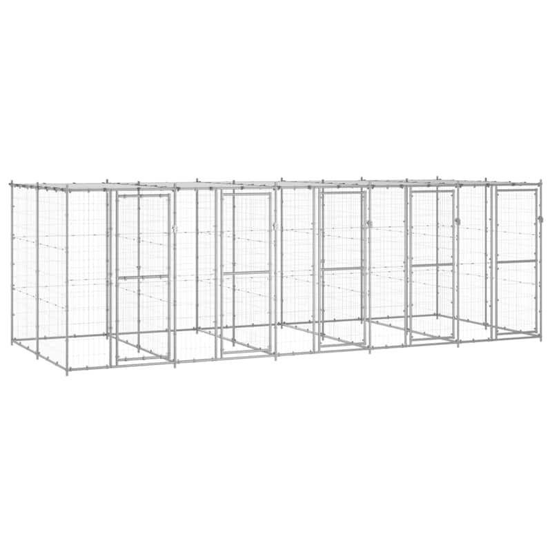 vidaXL Outdoor Dog Pen Pet Crate Kennel Cage Playpen House for Yard Steel