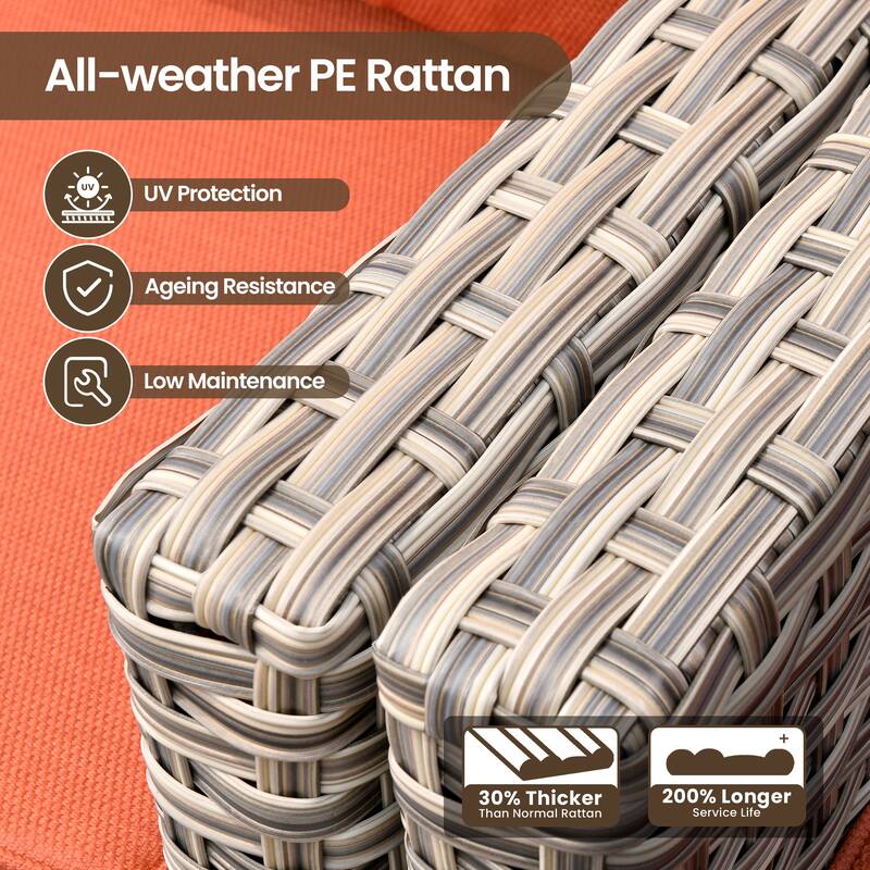 XIZZI 8-Piece Outdoor Wicker Furniture Sectional Swivel Chairs Set