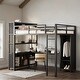 preview thumbnail 14 of 18, Full Size Metal Loft Bed with Wardrobe and L-shaped Desk and Shelves