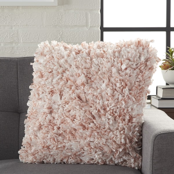 Shaggy Chic Blush And Ivory Throw Pillow Shaggy Chic Blush And Ivory Throw Pillow