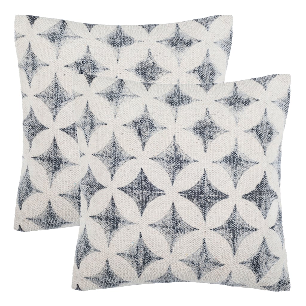 SAFAVIEH Home Collection Kalen Black/White 18-inch Square Decorative Pillow (Set of 2)