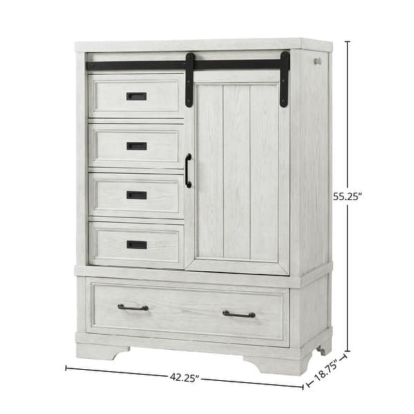 Foundry 42" Wide Traditional Wood Chifferobe, White Dove