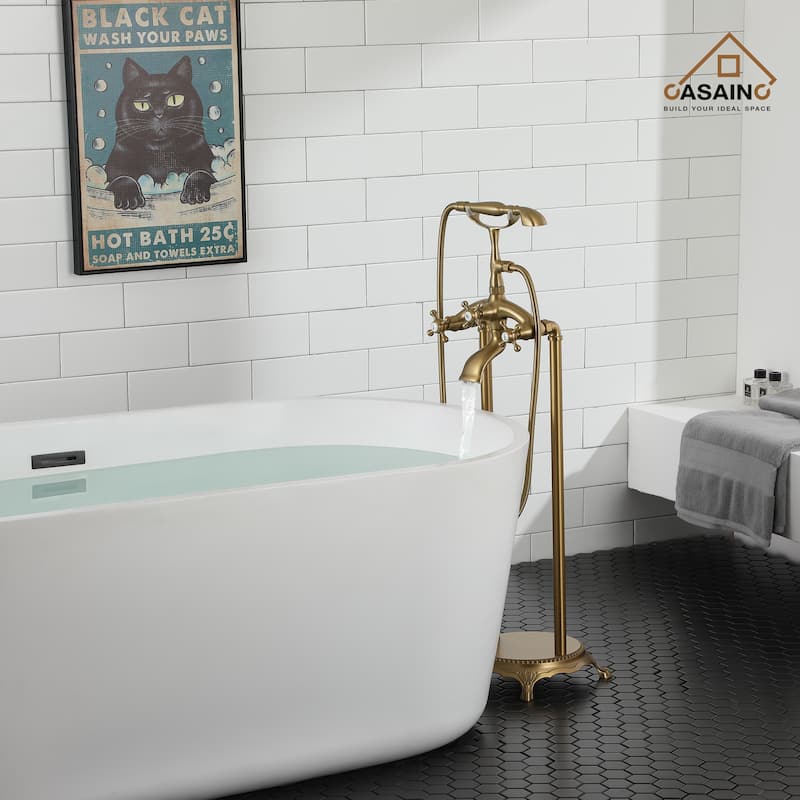 CASAINC 2-Function Free Standing Bathtub Faucet with 360 Degree Swivel Spout