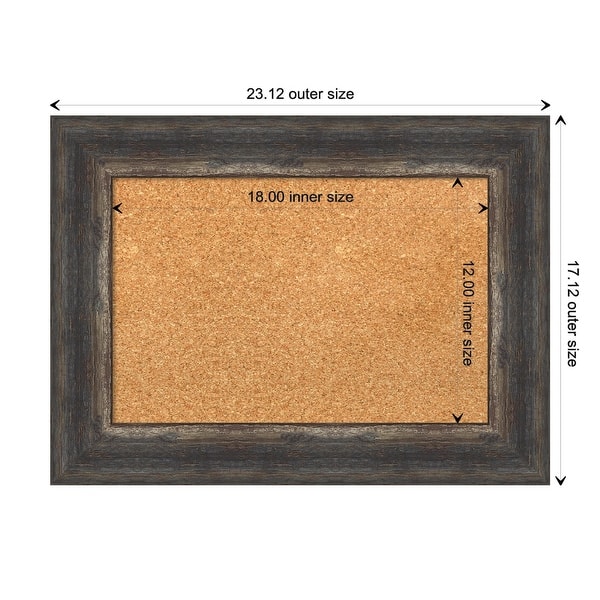 dimension image slide 9 of 10, Bark Rustic Framed Cork Bulletin Memo Board