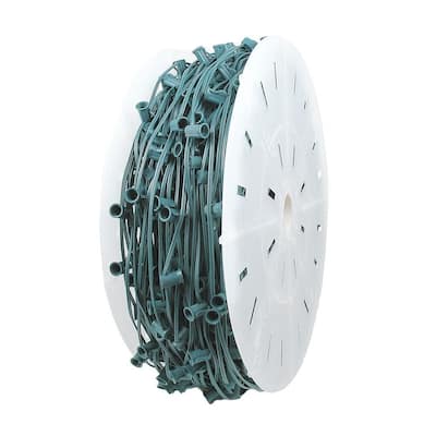 Novelty Lights 1,000 Foot C7 Christmas String Bulk Reel, Green Wire