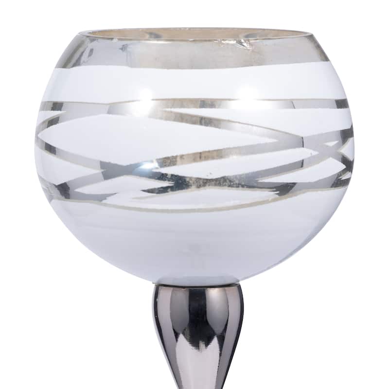 Sagebrook Home Modern Neutral White/silver Votive Classic and Sophistication Glass Candle Holder