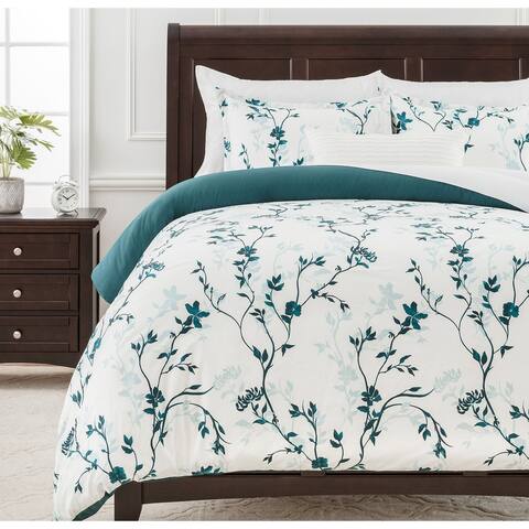 Chanasya Elegant Floral Print Ultra Soft Duvet Cover Set