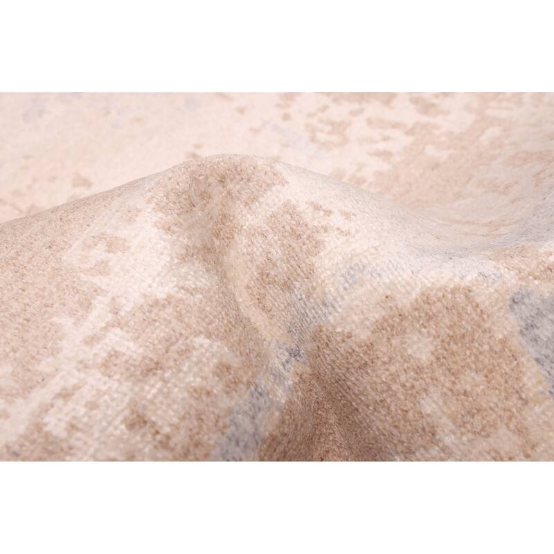 ECARPETGALLERY Hand-knotted Legacy Beige, Brown Silk, Wool Rug - 2'4 x 11'11