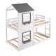 preview thumbnail 19 of 26, Twin Over Twin Bunk Bed with Shelves, Kids House Bed Wood Frame with Playhouse Roof, Window, Ladder and Safety Guardrails