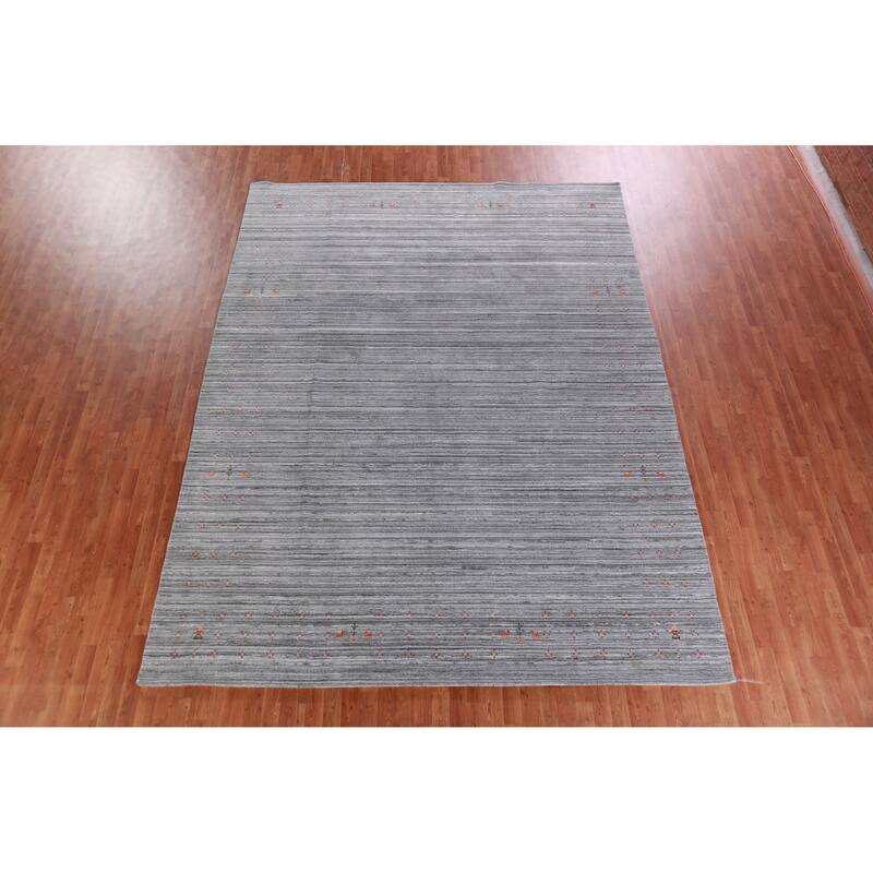 Hand Knotted Oriental 100% Wool Carpet Tribal Tribal Greys & Charcoal Gabbeh Area Rug - 12' 2'' X 9' 4''