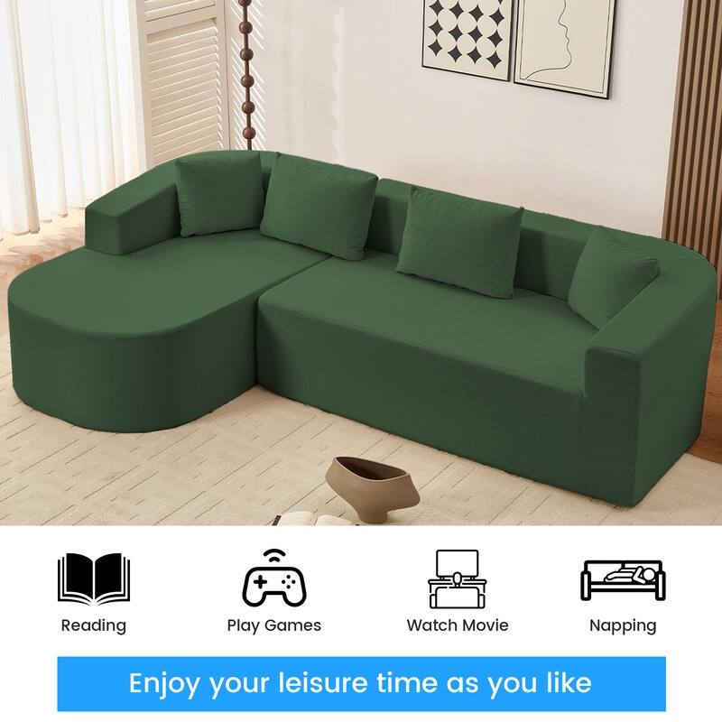 Mixoy 98 inch Chenille L Shape Sectional Sofa with Curved Chaise,Modern Cloud 3 Seater Sofa Couch