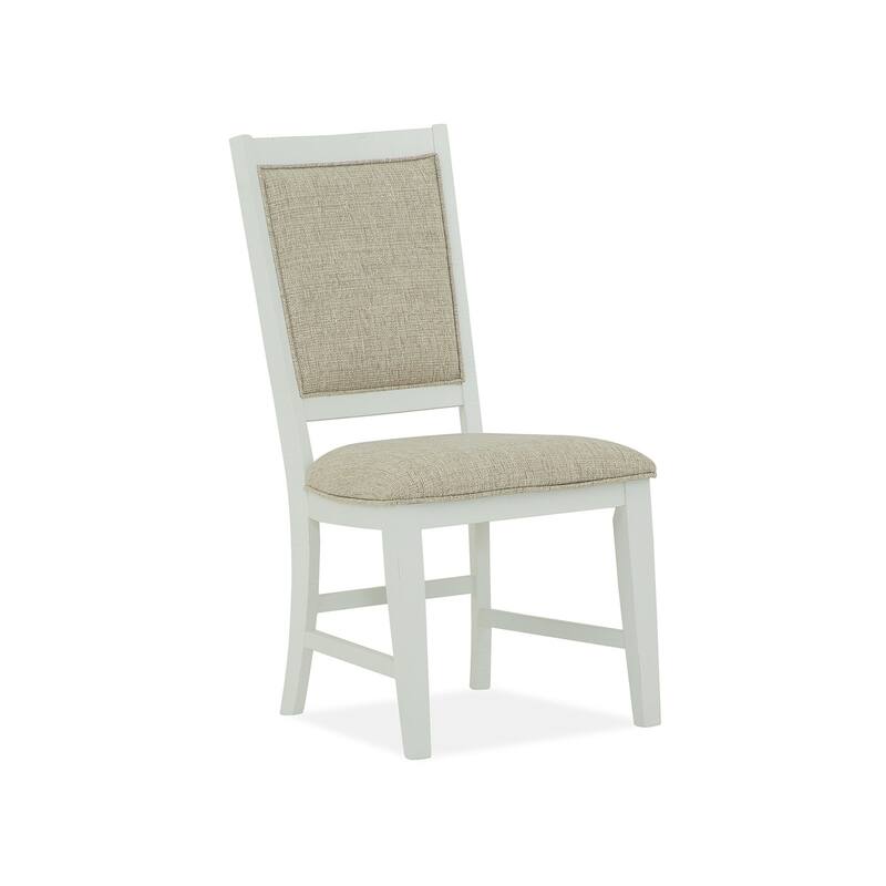 Magnussen Home Heron Cove Chalk White And Dovetail Grey Upholstered Side Chair Two Pack - 19.75''W x 24''D x 39.75''H - 19.75''W x 24''D x 39.75''H - Set of 2 - Chalk White - Dining Height