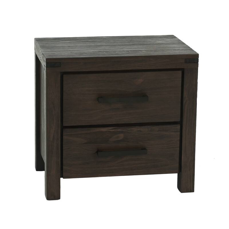 Espresso Solidwood Modern Nightstand with Bar Handle