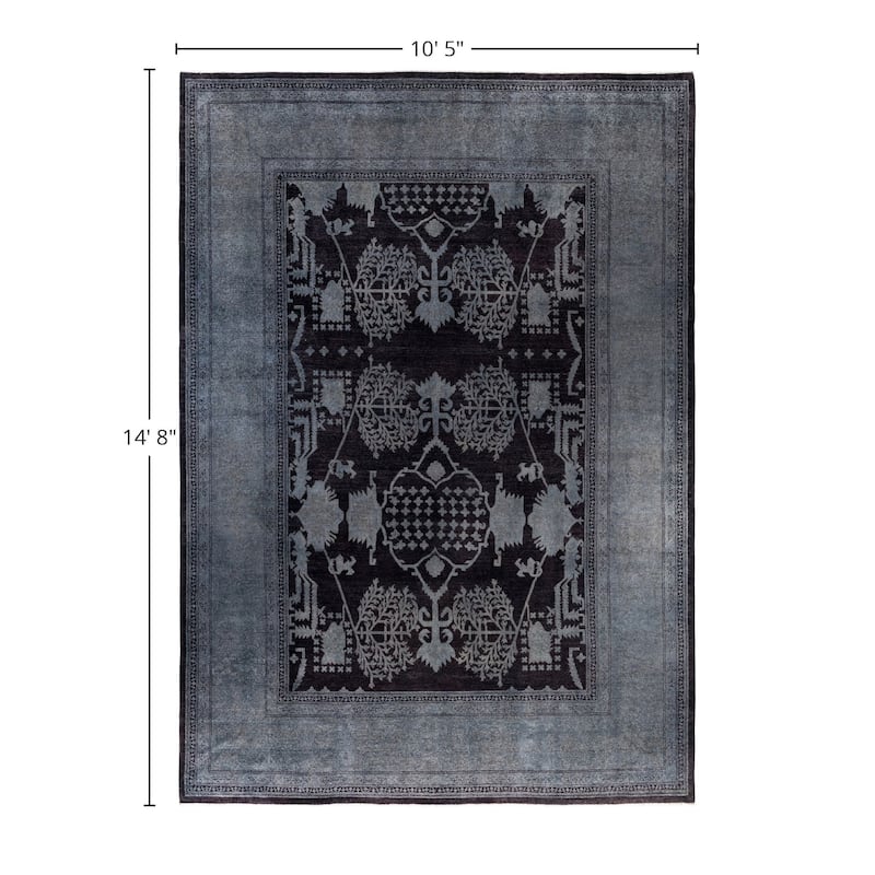 Overdyed One-of-a-Kind Hand-Knotted Area Rug - Black - 10' 5" x 14' 8"