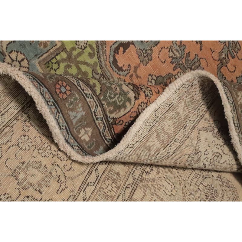 Hand Knotted Oriental 100% Wool Carpet Traditional Floral Oranges & Rust Tabriz Area Rug - 12' 7'' X 10' 1''