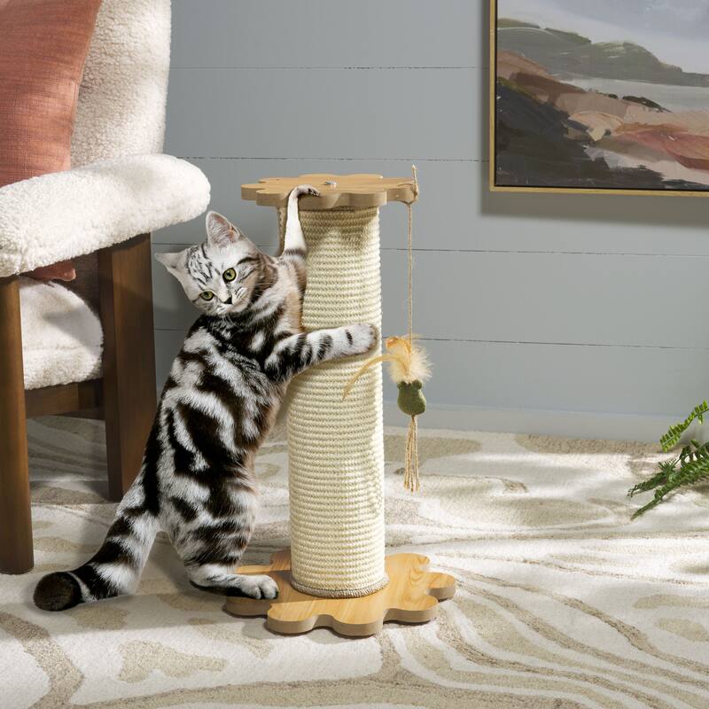 SAFAVIEH Home Natural/Ivory 12"W x 12''L x 21"H Sisal Cat Scratch Toy - 12"W x 12''L x 21"H