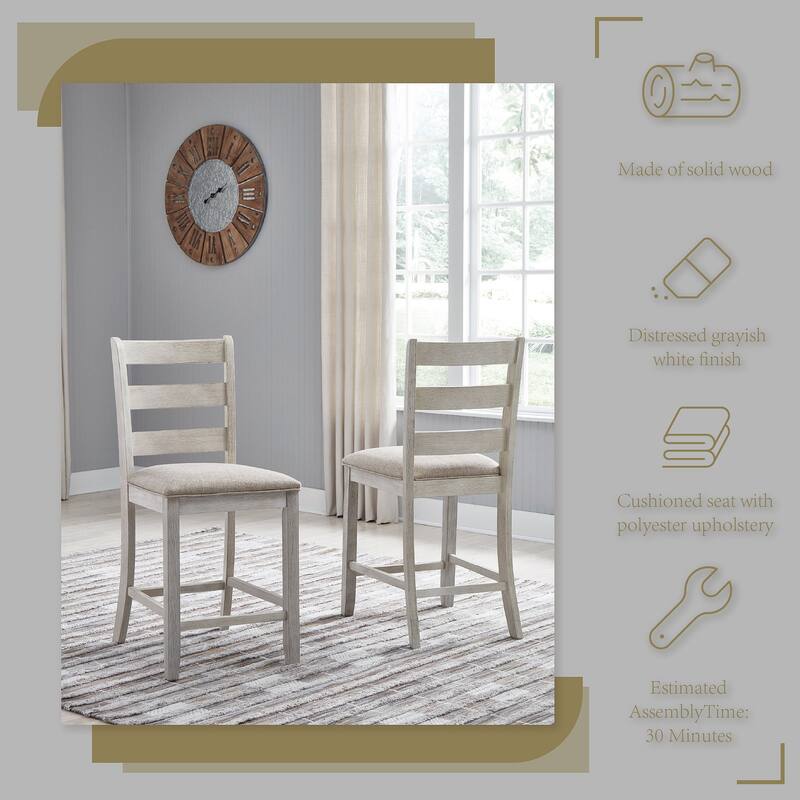 Signature Design by Ashley Dunbeg Bay White and Light Brown Upholstered Counter Height Stool (Set of 2)