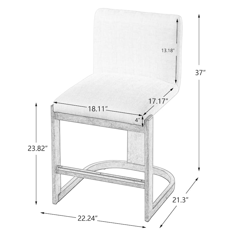 Christopher Knight Home - Modern Linen Upholstered Counter Height Bar Stools with Solid Wood Legs & Square Backrest, Set of 2