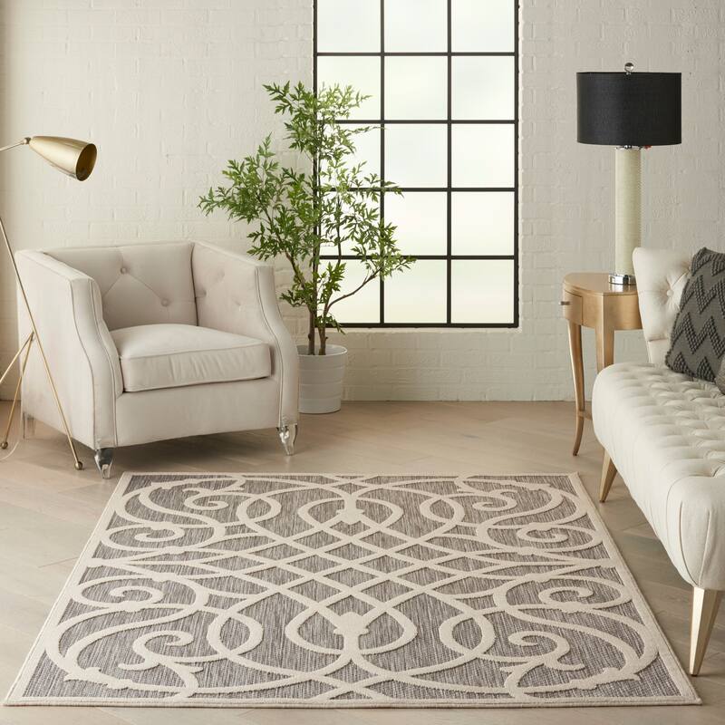 Nourison Palamos Geometric Scroll Indoor Outdoor Area Rug