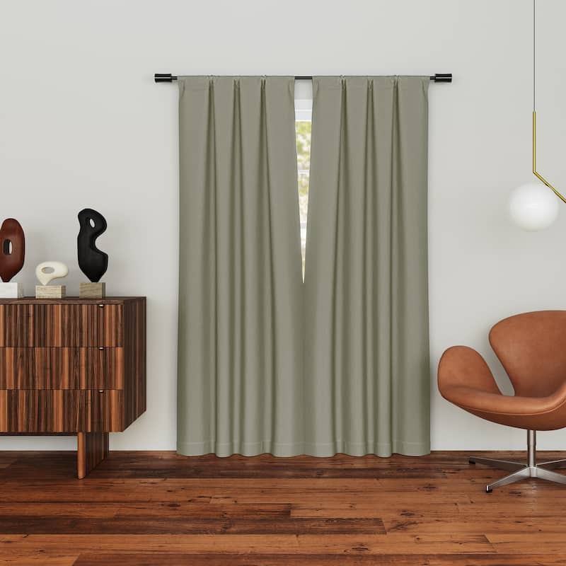 Sun Zero Prescott 2-Piece Herringbone Magnetic Closure Total Blackout Rod Pocket Curtain Panel Pair