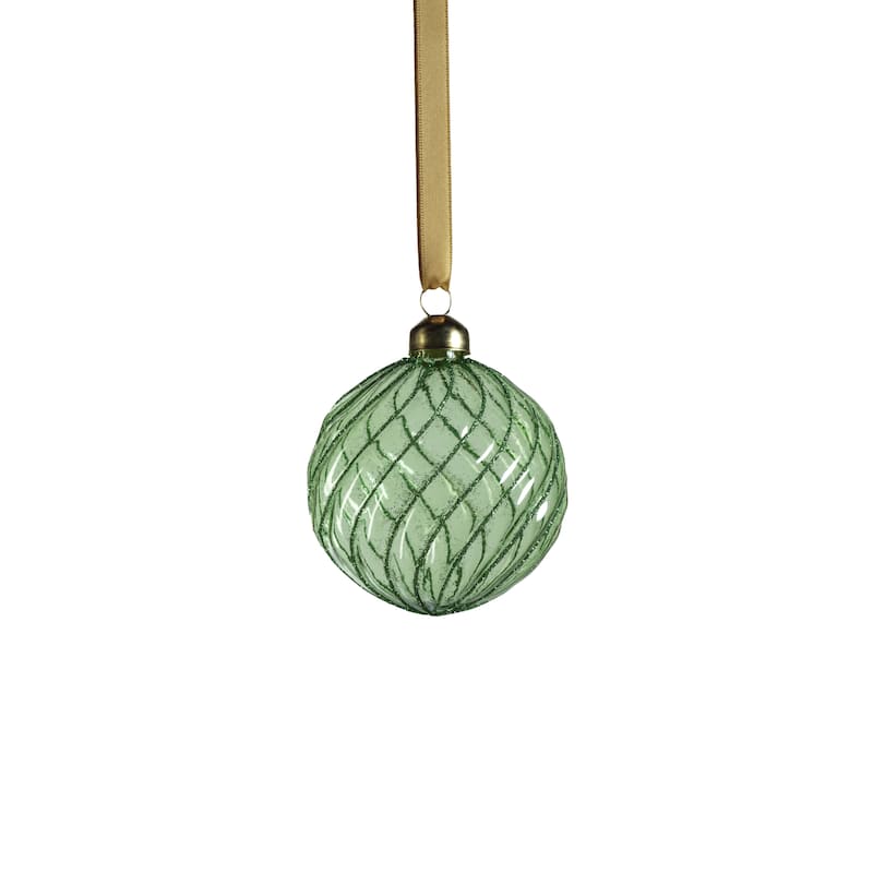 Swirl Glitter 3.25" Glass Ball Ornaments, Set of 6