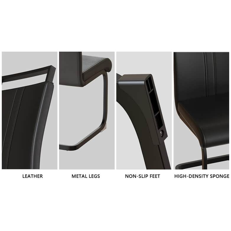 Modern 5-Piece Dining Set with Dark MDF Rectangular Table & 4 High Back Black Metal Legs Chairs