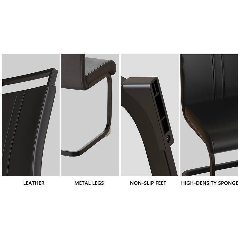 Modern Dining Set with Rectangular MDF Black Table & High Back C-shaped Tube Chairs