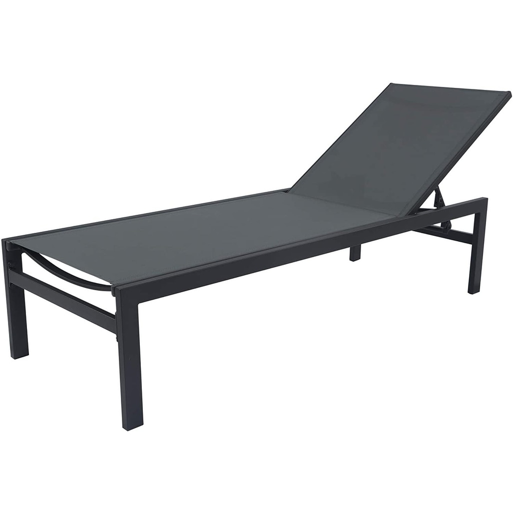 Kozyard Modern Full Flat Aluminum Patio Reclining Adjustable Chaise Lounge with Sunbathing Textilence for All Weather