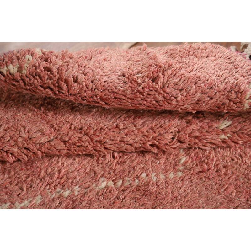 Pink Plush Moroccan Accent Rug Hand-Knotted Wool Carpet - 2'10" x 5'3"