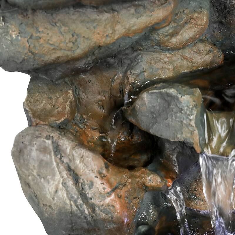 4 Tier Indoor Water Fountain Resin Rockery for Home Office