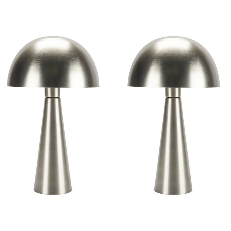 Nourison 16" Mushroom Shaped Iron Table Lamps, Set of 2