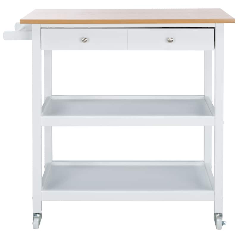 SAFAVIEH Cohyn 1-Drawer 2-Shelf Kitchen Bar Cart with Wheels - 39" W x 17.7" L x 36.2" H