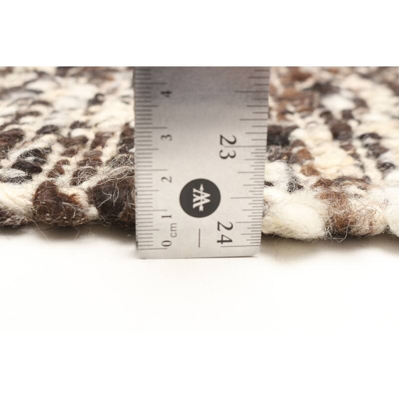 ECARPETGALLERY Braid weave Sienna Dark Brown Wool Rug - 6'1 x 9'0