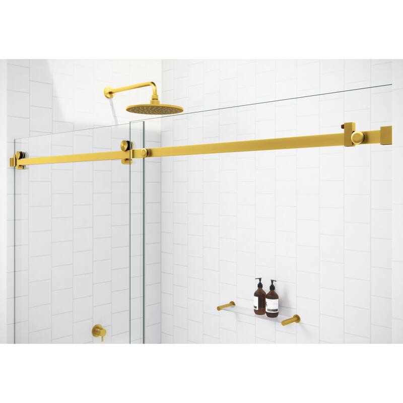 Glass Warehouse 52 in. x 78 in. Sliding Frameless Shower Door with Square Hardware