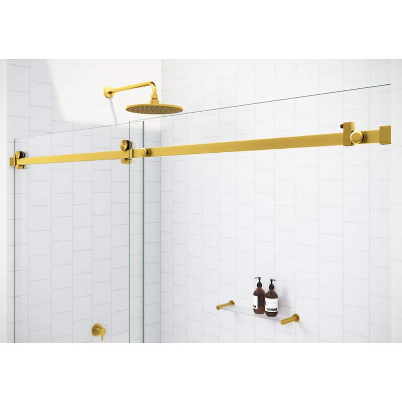 Glass Warehouse 56 in. - 60 in. x 60in. Frameless Bath Tub Sliding Shower Door with Square Hardware
