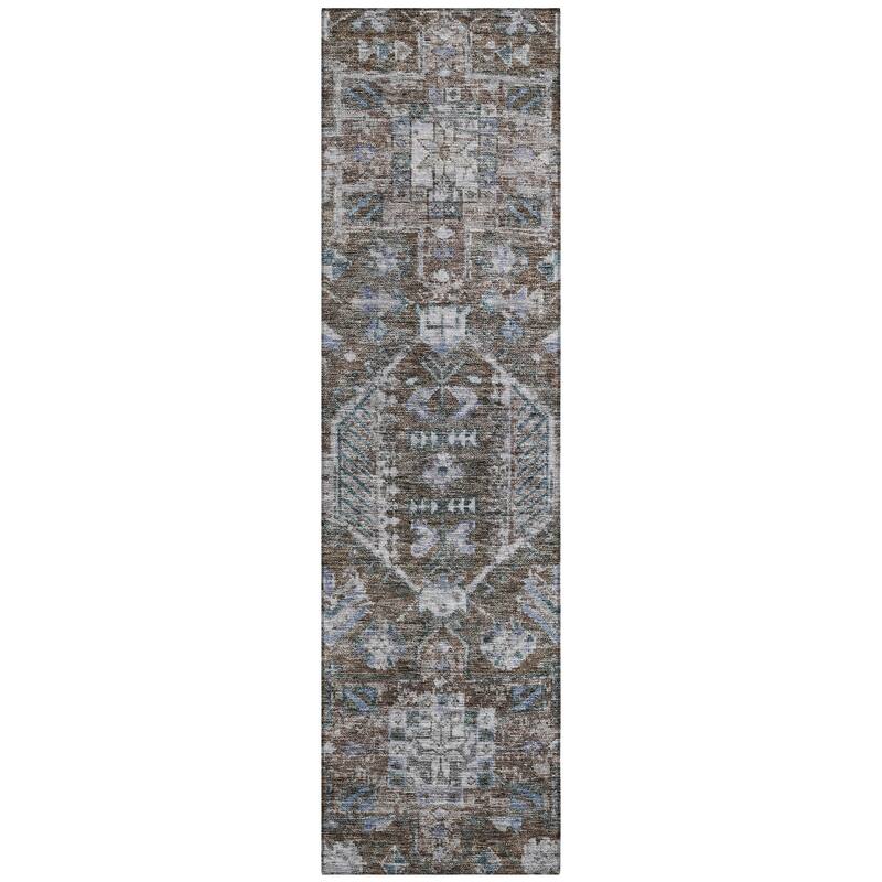Machine Washable Indoor/ Outdoor Boho Traditional Chantille Rug