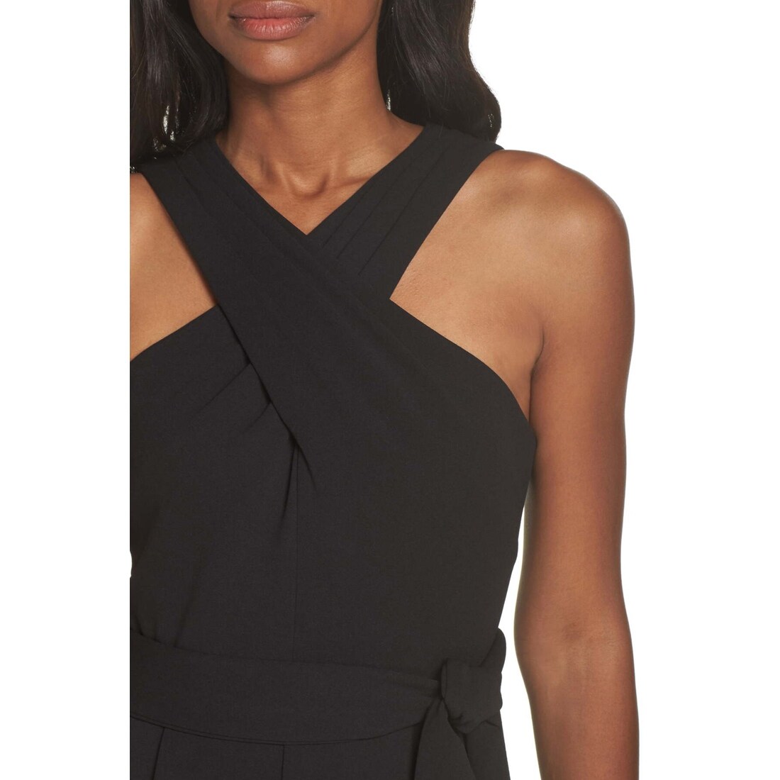 cross front halter jumpsuit