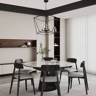 4-Light Geometric Chandelier - Matte Black