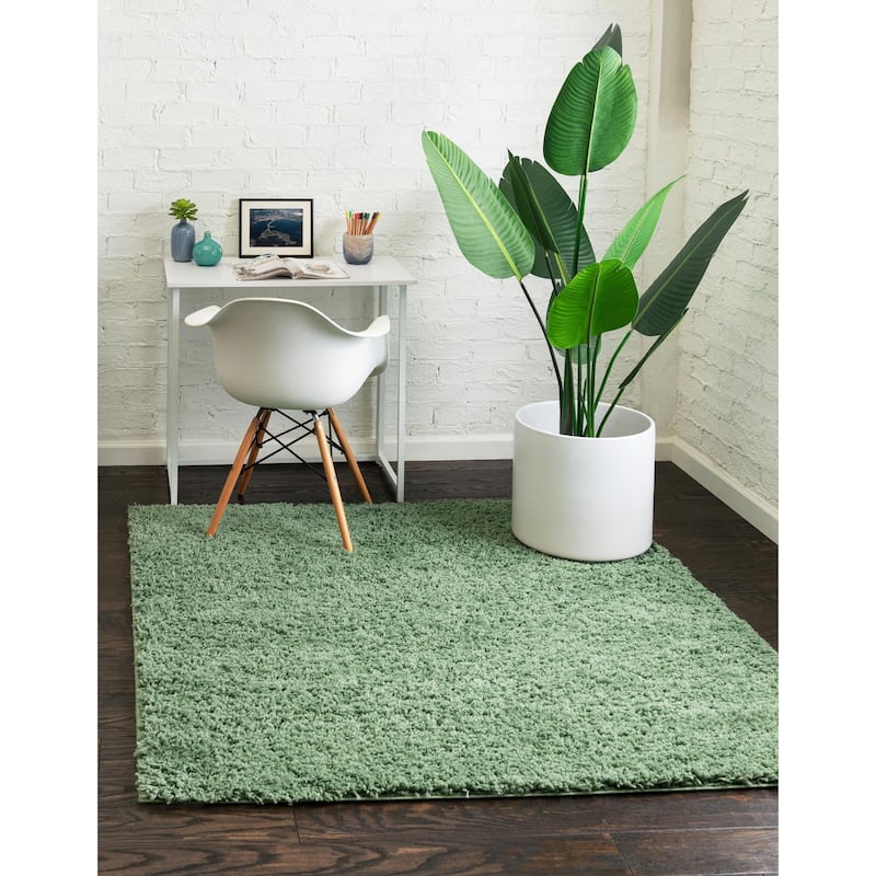 Shag Zester Collection Area Rug - Green - 5' Square