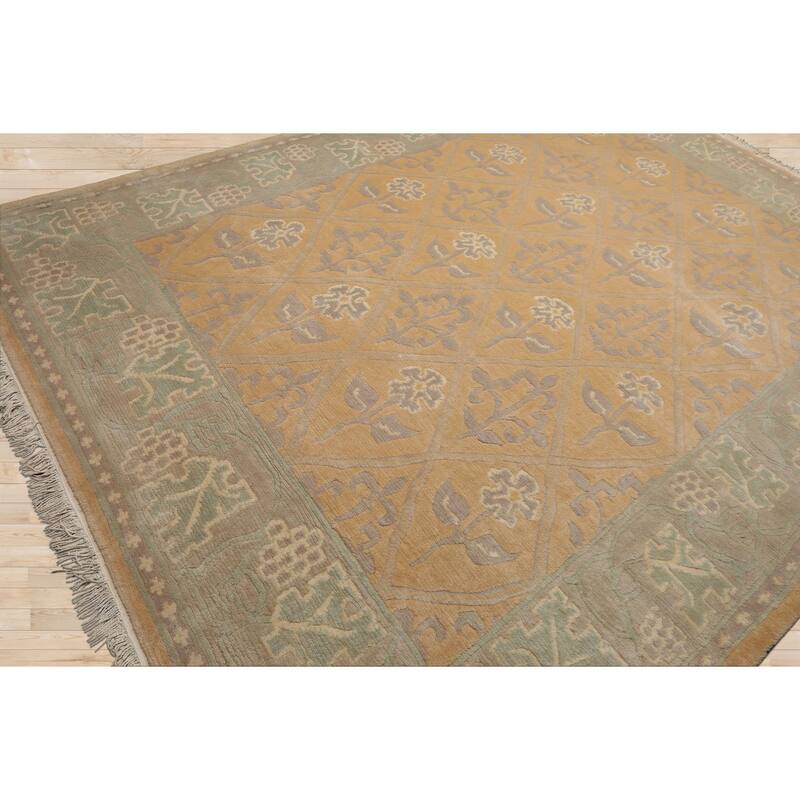 8x10 Hand Knotted Wool Tan Tibetan aesthetic Plush Pile Tufenkian Rug - 8' x 10'