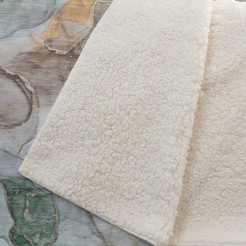 Premium Machine Washable Sherpa Abstract Contemporary Throw Blanket.