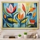preview thumbnail 1 of 7, Designart "Green Mid Century Mod Nature II" Mid-century Framed Canvas Art Print 32 in. wide x 16 in. high - Gold