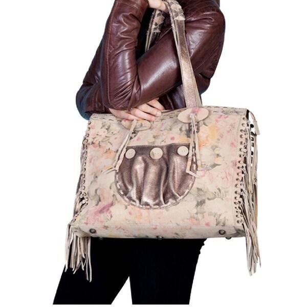 Scully Western Handbag Womens Leather Fringe Floral Zipper B89 - Sunset - One Size