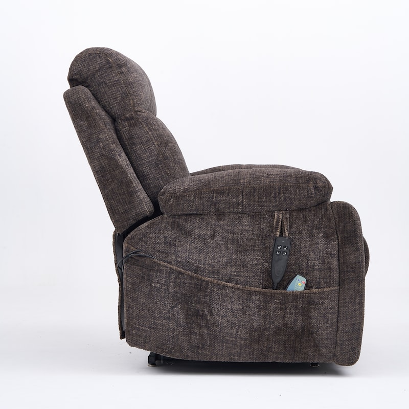 Velvet Oversized Power Lift Recliner Chair with Dual OKIN Motors, 180° Flat Lay, Massage, and 400 lbs Capacity