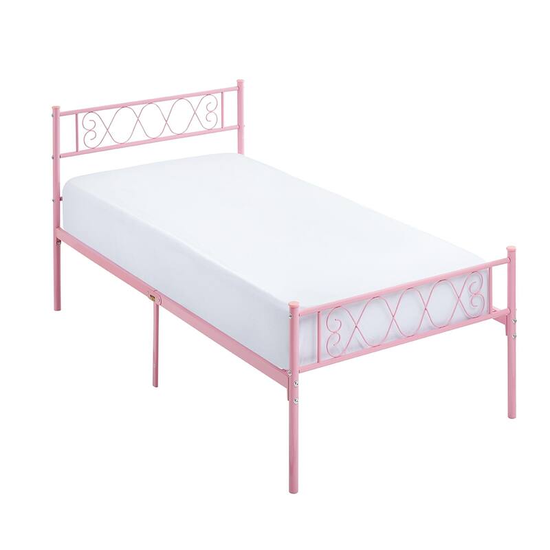 Platform Bed Frame with Iron-Art Sweet Heart