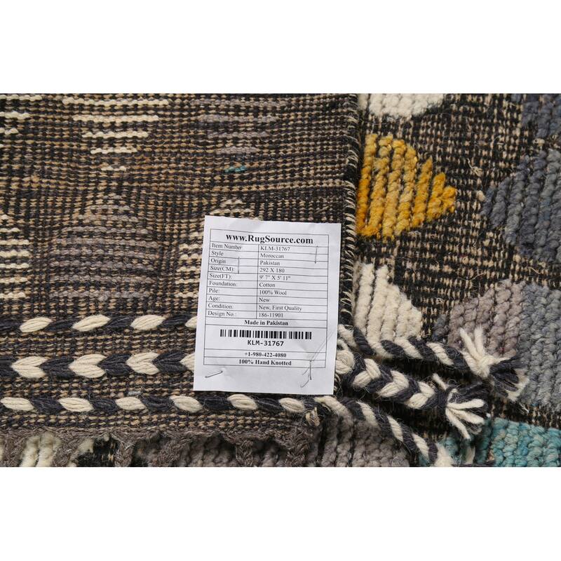 All-Over Geometric Moroccan Contemporary Area Rug Handmade Wool Carpet - 5'11"x 9'7"