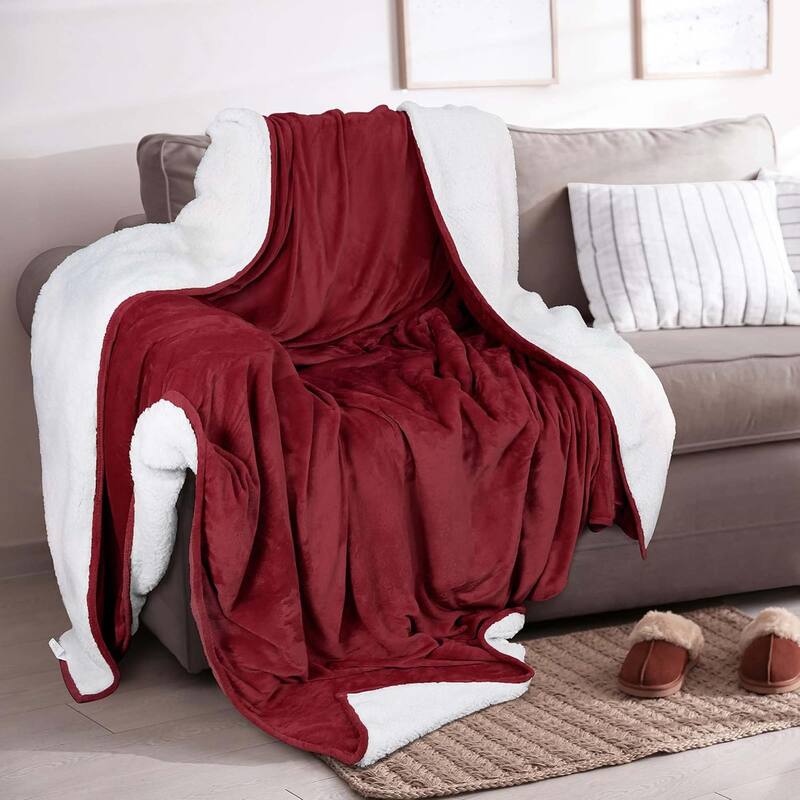Linery & Co. Velvet Plush Reversible Sherpa Bed Blanket